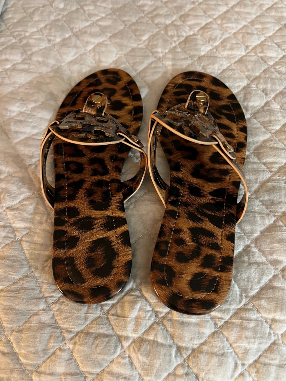 Leopard Print Women’s T-Strap Sandals - Brown New